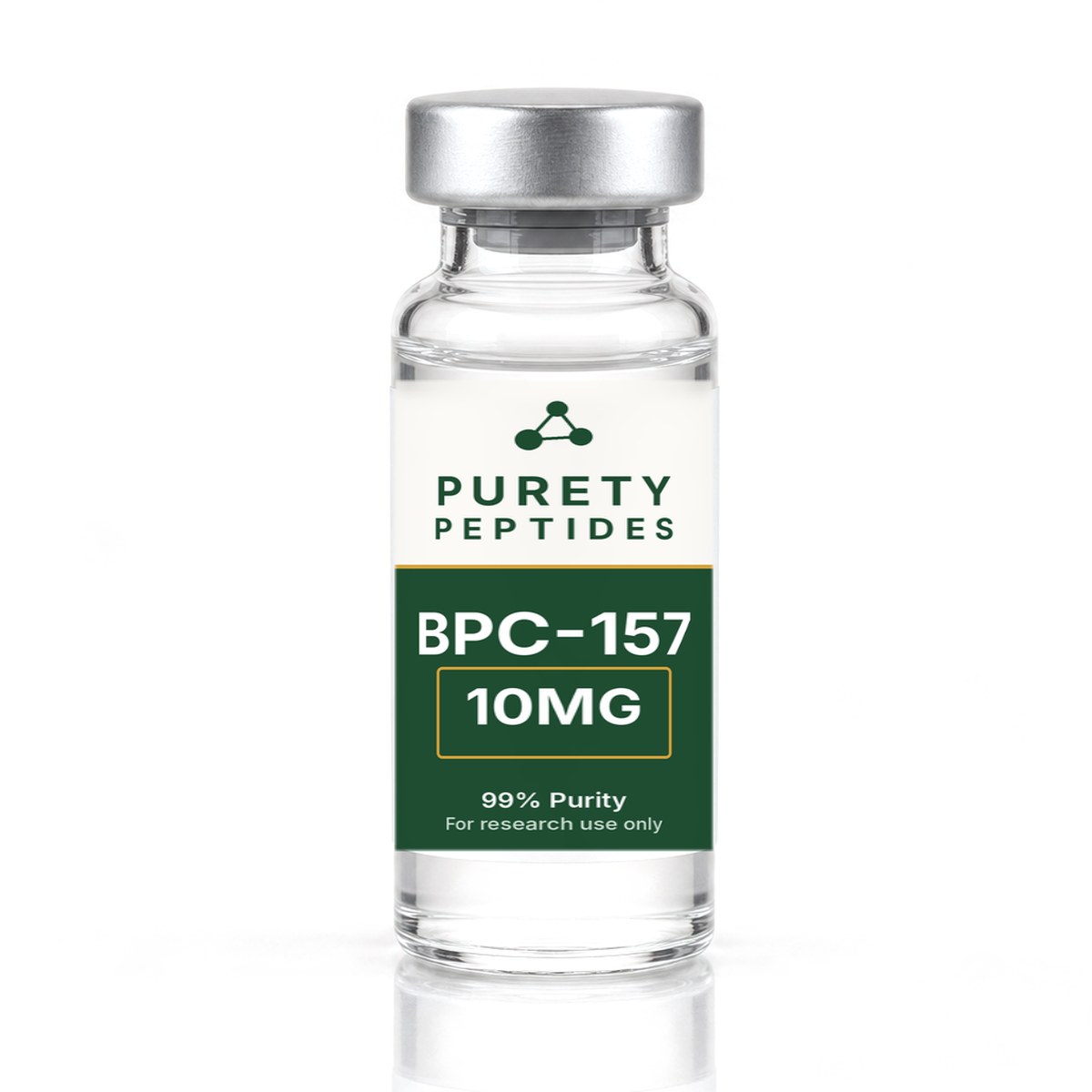 BPC-157 10MG product vial - PureTy Peptides, for research use only
