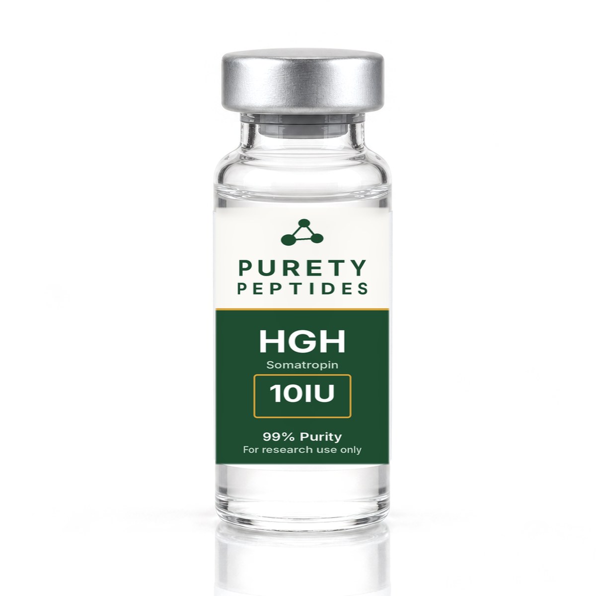 HGH 10IU product vial - PureTy Peptides, for research use only