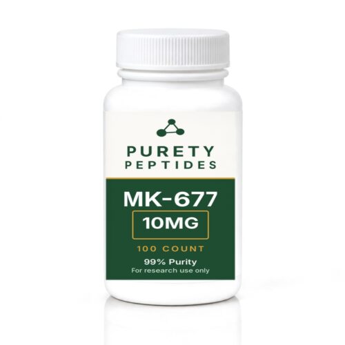 MK-677 10MG product vial - PureTy Peptides, for research use only